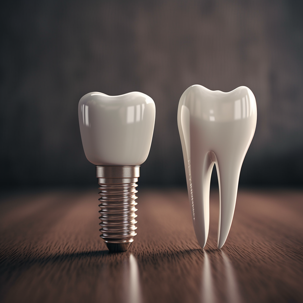illustration d'un implant dentaire à côté d'une dent